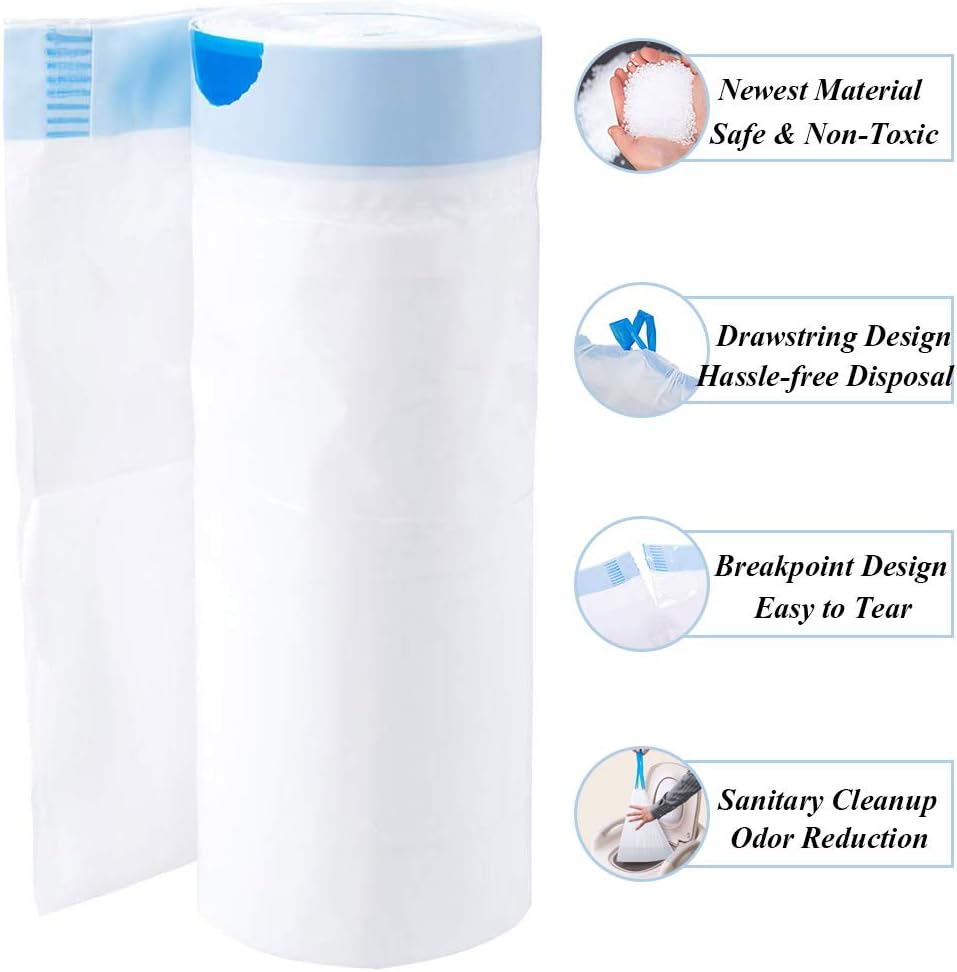 Uр Tо 40% оƒƒ Commode Liners, Bearals Commode Bags Bedside Commode Liners Disposable for Adult Commode (Pack of 60)