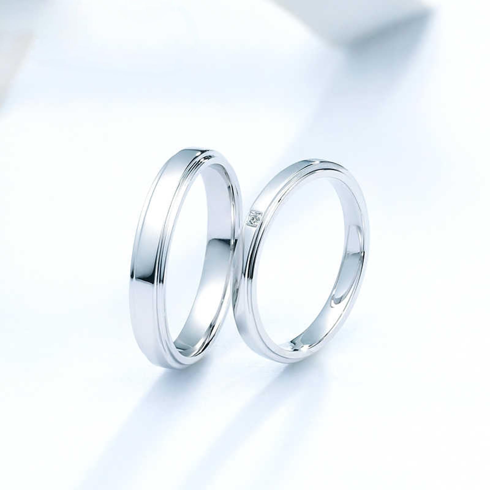 Pierścionek zaręczynowy damski, białe złoto, prawdziwe złoto próby 585, z diamentem, prosty pierścionek 2,5 mm, 14 K, dla kobiet, rozmiar 57 (18,1)