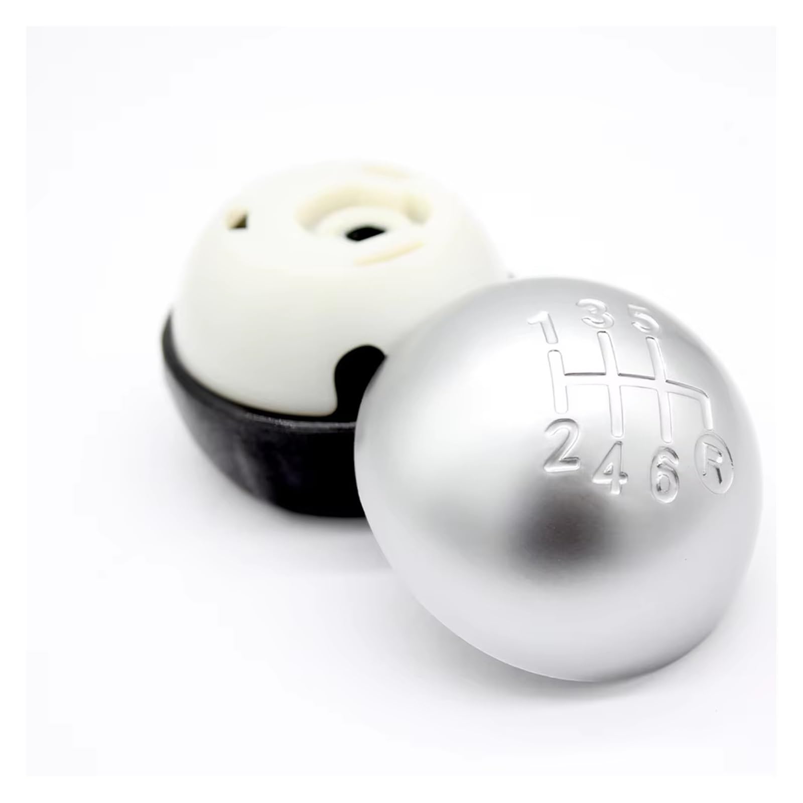 Xkoehxj Silver 6 Speed Car Gear Shift Knob For Fiat For 500 For 500C 2012-2013 5 6 Speed Car Shift Knob Gear Gearbox Boot Cover(Silver 6 Speed)