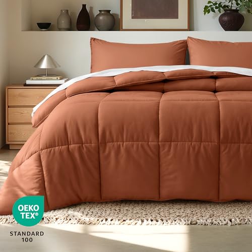 Image of Bare Home Comforter Set - Queen Size - Ultra-Soft - Goose Down Alternative - Premium 1800 Series - All Season Warmth (Queen, Terracotta)