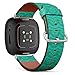 CJBROES Replacement Leather Watch Band, Compatible with Fitbit Versa 3 and Fitbit Sense of Wristband Bracelet Accessory - Knitted-Texture-Imitation