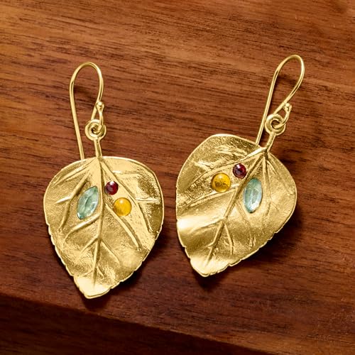 Ross-Simons 1.40 ct. t.w. Multi-Stone Leaf Drop Earrings in 18kt Yellow Gold Over Sterling3