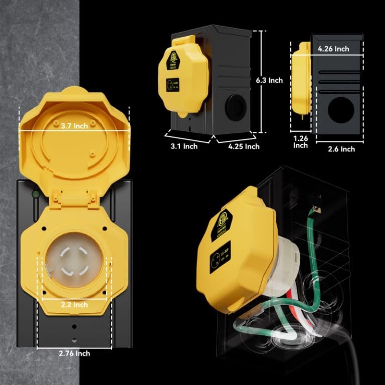 30AMP 25Feet Generator Cord with Pre-drilled Power Inlet Box, 4-Prong 125V/250V NEMA L14-30P Male to L14-30R Female, 10 Gauge SJTW Twist Locking with Inlet Box for Generator to House, UL&ETL Listed - Image 6