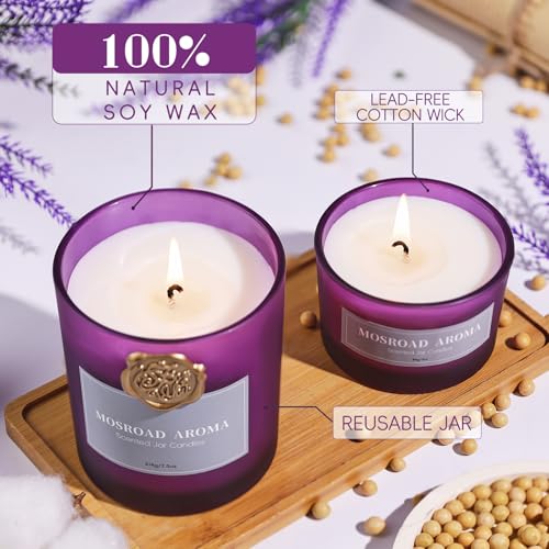 Lavender Eucalyptus Scented Candle Set - 2 Packs, Spa Scent Aromatherapy Candles for Stress Relief, Calming Candles for Anxiety, Relaxation & Yoga Meditation, Natural Soy Wax Luxury Home Candles - Image 4