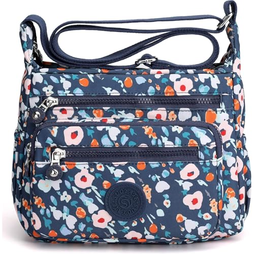 Image of TS WITH TECHSUN Women's Crossbody Sling Bag For Everyday Use, Nylon Shoulder Bag with Zipper Pockets, Adjustable Strap, Water Resistant Handbag for Travel, Shopping