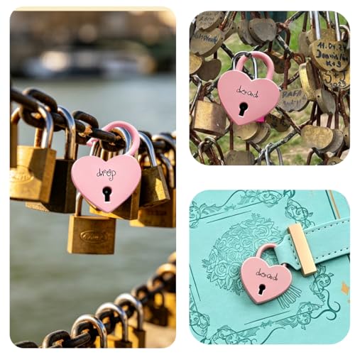 2 Pcs Pink Love Lock Heart Padlock Olivia Merch Drop Dead Heart keyed Padlock for Album Tour Concert Outfit for Women Jewelry Gifts for Fans, Use to Jewelry Box, Diary, Locker,Wish Tree,Bridge by Sofitel - Used condition - Image 4