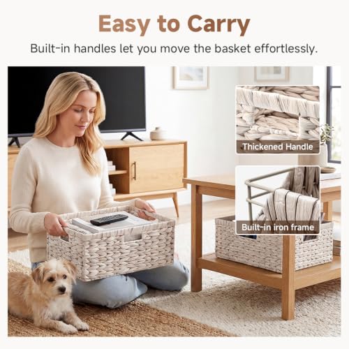 Image of StorageWorks Large Wicker Baskets for Storage, White Wicker Baskets, 1-Pack