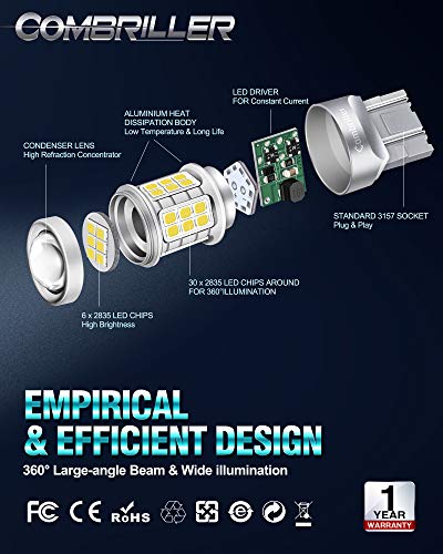 image for Combriller 7443 Led Bulb White 6000K, T20 7441 7444 7440 7443 Led Bulb