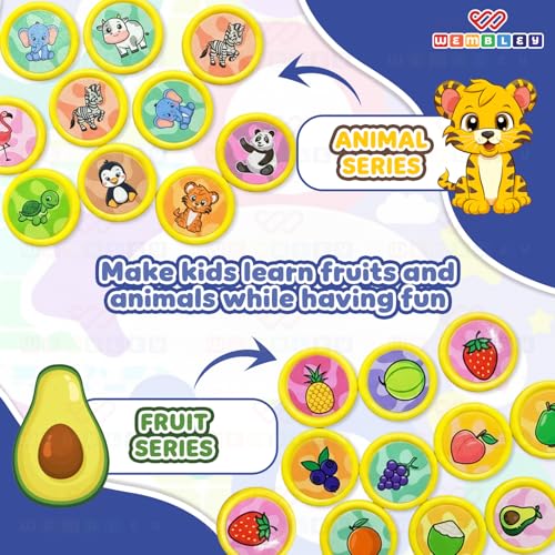 Image of Wembley Memory Chess Flip & Match Game for Kids - Educational Brain Development Puzzle Board Game with Animal & Fruit Tokens - Montessori-Inspired Learning Toy for Ages 3+