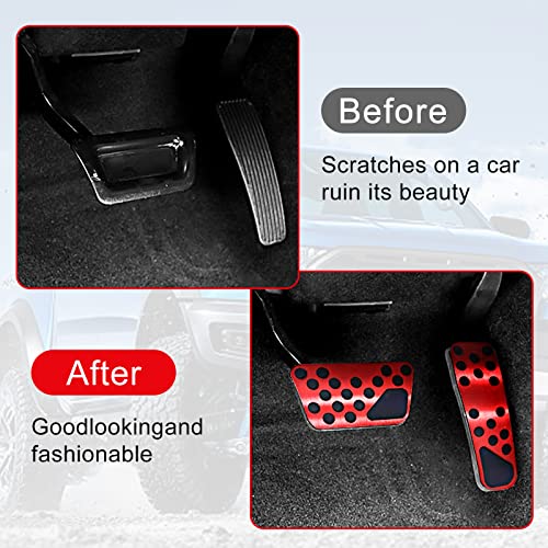 Neynavy 2 Pcs Aluminum Alloy Brake Gas Pedal Pads, Skull Design Anti-Slip Aluminum No Drilling Accelerator Pedal Covers For For Dodge Challenger Charger Chrysler 300 300C (Red) #TOP3