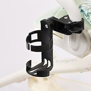 Cup Holder for Walker with Adjustable Knob Clamp, Adjustable & Foldable Cup Carrier, Portable Drink Holder for Wheelchair for Wheelchair Walker Office Chair Arm and Mobility Scooter, Black