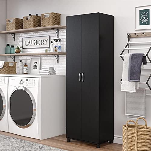 Pemberly Row Engineered Wood Transitional 24" Utility Storage Cabinet In Black #TOP2