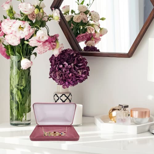 Isaac Kieran Velvet Necklace Gift Box With White Outer Carton Travel Storage Display Case Size 7" X 4.3" (Pink) #TOP2