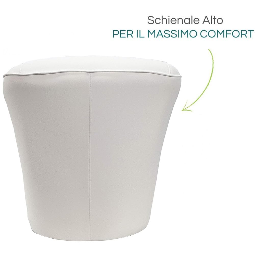 PALUPLUS Poltrona Pozzetto Imbottita Artigianale, Misura 70x67x76 cm, Poltrona con Tessuto Ecopelle, Piedini in Plastica, Struttura Robusta e Design Elegante, Casa e Ufficio, Made in Italy (Bianco)