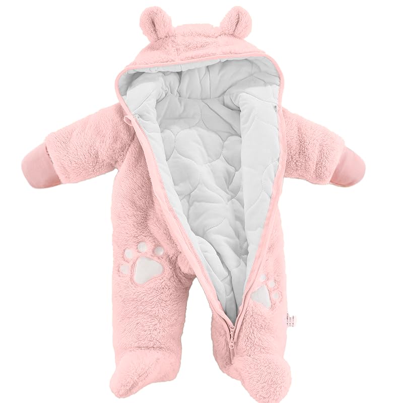 JiAmy Infant Hooded Snowsuit Cartoon Zipper Fleece Baby Winter Footie Snowsuit Warm Hooded Outfits2