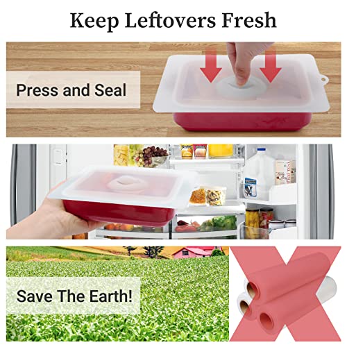 Joymicre Rectangular Silicone Lids For Baking Dish Lids For Japanese Omelette Pan Rectangular Lids For Tamagoyaki Pan Rectangle Silicone Suction Lid Silicone Splatter Guard For Lasagna Baking Dish, Casserole Dish 8.5 X 6.2Inch 2Pcs #TOP2