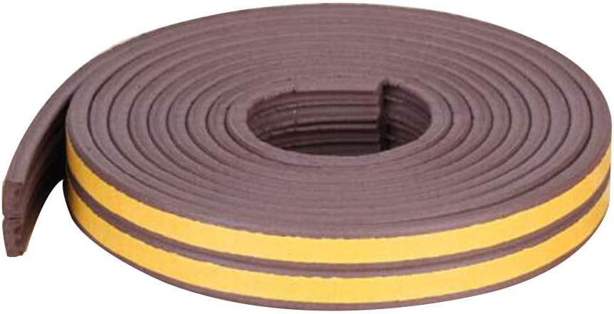 Self-Adhesive Weather Strip for Door & Windows Soundproof Seal Strip Collision Avoidance Gap Insulation Foam Weatherstrip (32.8 ft, Brown)