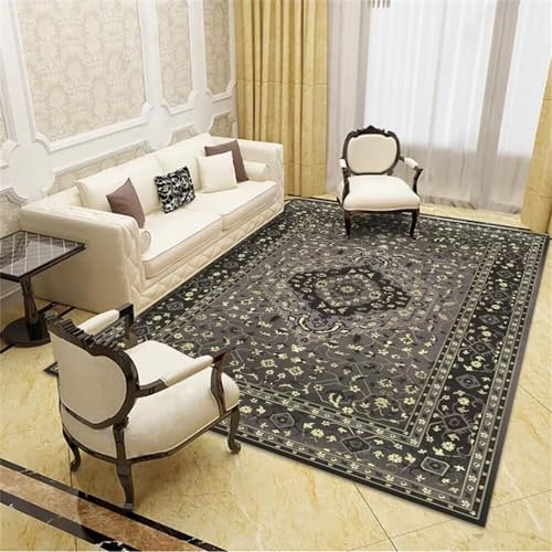 Tapis de salon gris rectangle décoration grand format pour espace moderne