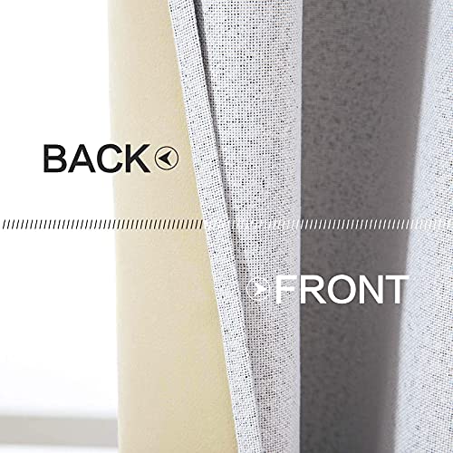 Image of MIULEE Linen Texture Curtains for Bedroom Solid 100% Blackout Thermal Insulated Grayish White Curtains Grommet Room Darkening Curtains /Drapes Decor for Living Room 52x120 Inch (2 Panels)
