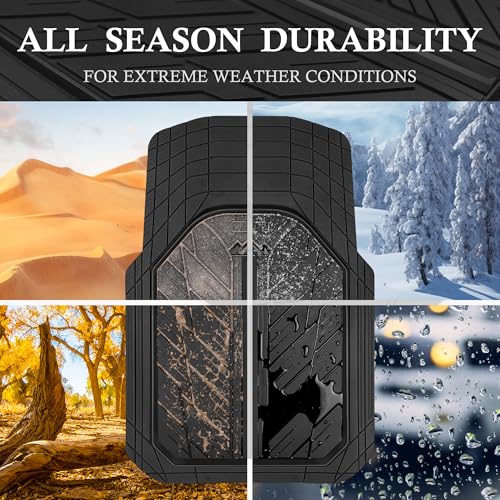 CAR PASS Heavy Rubber Car Floor Mats, Deep Waterproof Car Mats All Weather, Universal Trim-to Fit Automotive Floor Mats for Car SUV Truck Van, Durable Floor Liners Solid Black - Image 6