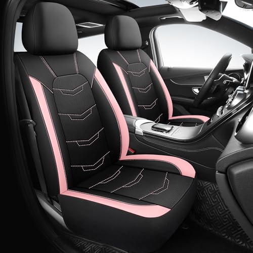 Image of HChengkikz Front Car Seat Cover, Breathable and Sporty (Black + Pink)