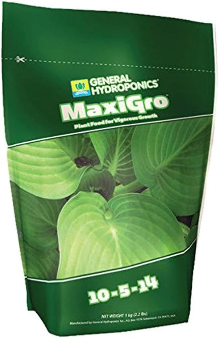 General Hydroponics MaxiGro & MaxiBloom Soluble Nutrient Bundle + Twin Canaries Chart - 2.2 lbs Each