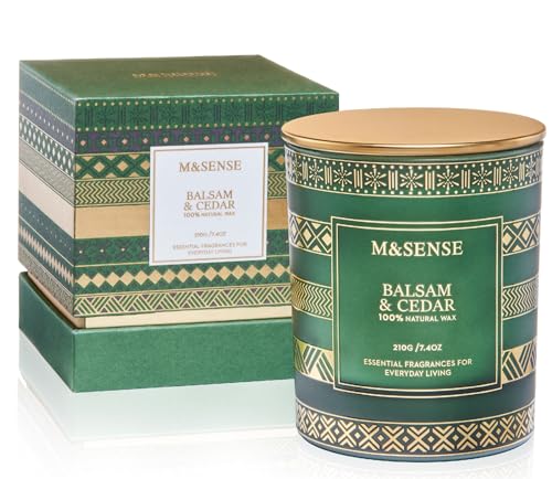 M&SENSE Christmas Candle, Balsam Cedarwood Scented...