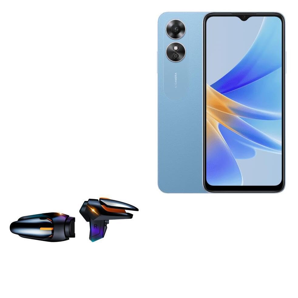 BoxWave Gaming Gear Compatible with Oppo A17k - Touchscreen QuickTrigger Auto, Trigger Buttons Autofire Gaming Mobile FPS - Jet Black