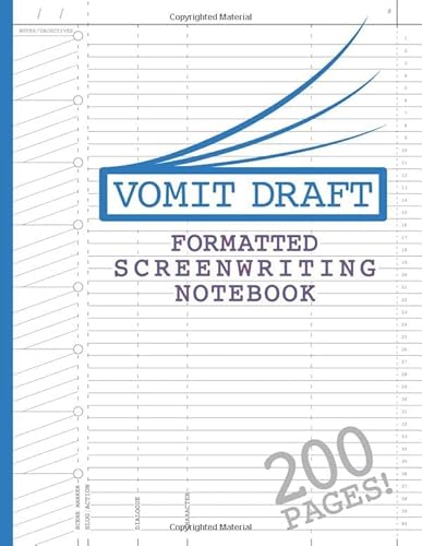 Blank Screenwriting Notebook: Write Your Own Movies - 200 Pages Of Pre-Formatted Script Templates - 8.5" X 11" Journal For Ideas + Notes In Sidebars For Writers Of Tv Shows & Films (Vomit Draft) #TOP2