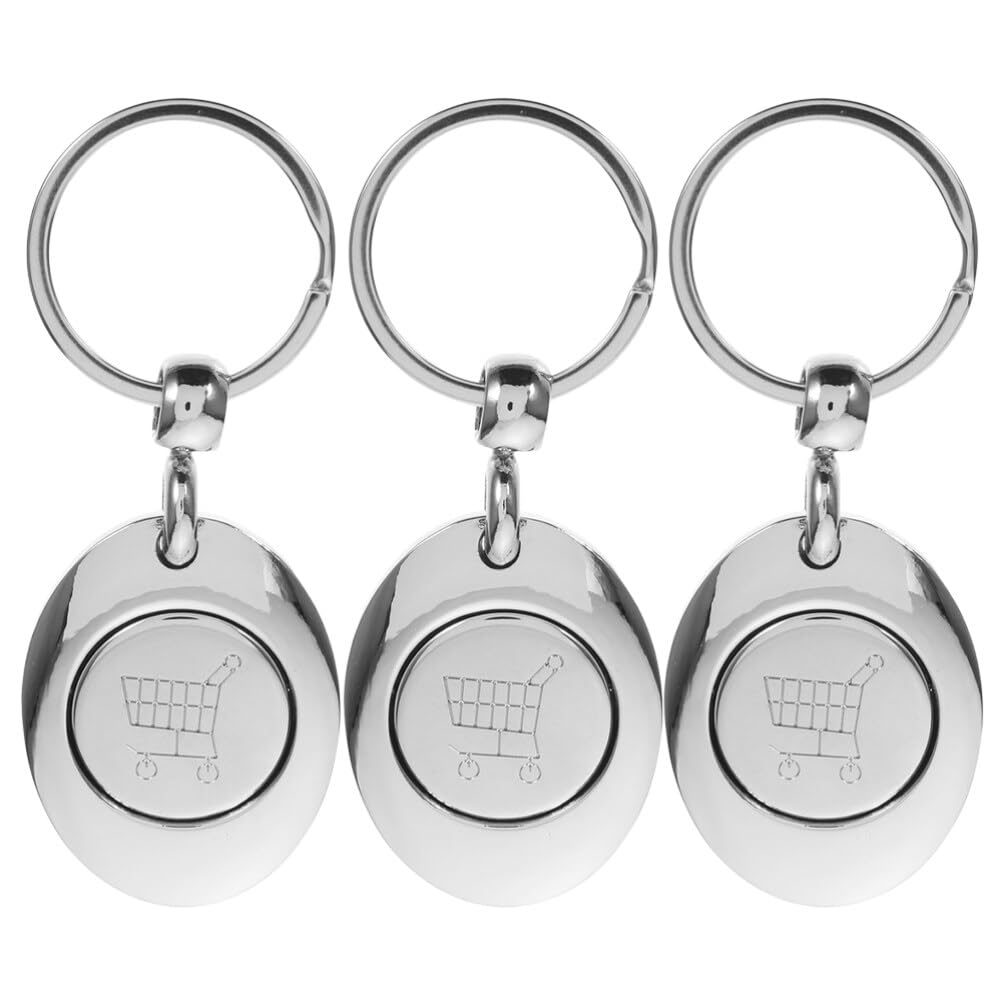 SOIMISS 3 pcs Trolley Token Keychain Alloy Supermarket Shopping Cart Metal Keyring Trolley Token Coin Pendant Decoration for Shopping Cart Grocery Trolleys