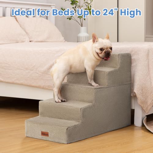 Image of Aodisman Dog Stairs for High Beds 22.6 inch H, 5-Step Pet Steps for Small Dogs