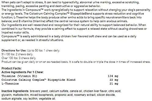 VetriScience Laboratories Composure for Medium and Large Dogs, 30 Soft Chews