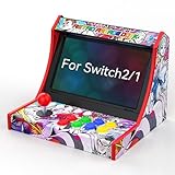 Retro Arcade Stick for Switch 2/OLED/Switch,Mini Arcade Machine Cabinet with 12 Game Card Slots & SD Card,Support Turbo (Black)