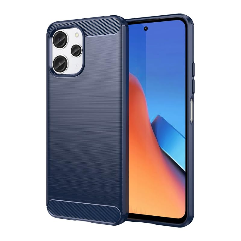 Image of Hybrid Carbon Fiber Back Case for Redmi 12 5G / Poco M6 Pro 5G (Blue)