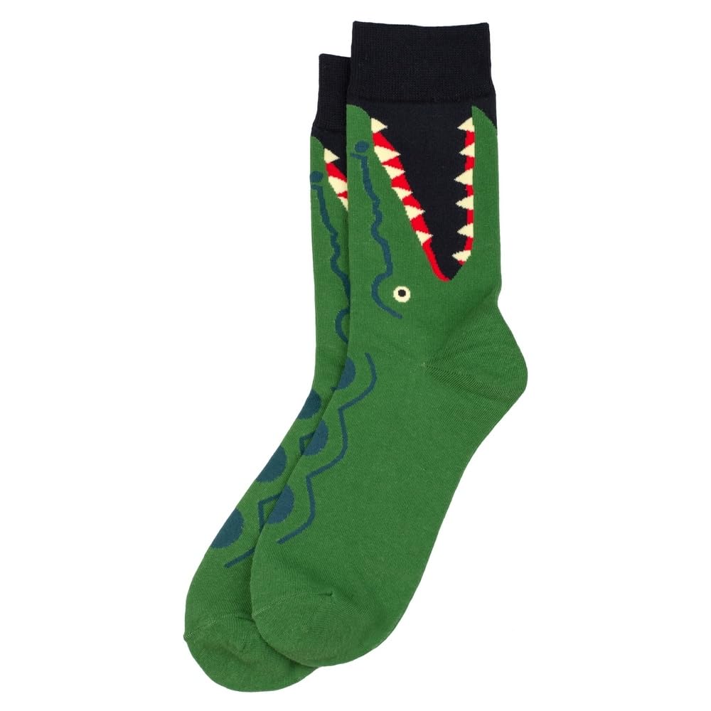 Joe Cool Women's Green Snappy Crocodile Novelty Socks – Animal Patterned Cotton Spandex Blend – Fun Safari Themed Crew Socks For And Young Men, One Size (Uk 4-7 / Eu 37-40)