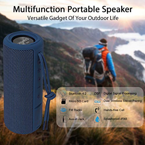 X21 Portable Bluetooth Wireless Speaker Waterproof with FM Radio, Micro SD Card MP3 Player for Outdoor (Blue) - Image 3
