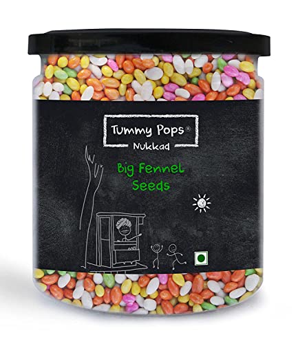 Tummy Pops | Saunf Mouth Freshener | Colourful Sugar Coated Big Saunf | Colorful Fennel Seeds – 400 gm Jar