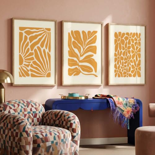 Image of kotart Aesthetic Floral Art Home Decoration | Boho Floral Paintings With Frame For Living Room Bed Room Hotel Wall Decor Digital Reprint Set of 3 (10X13 inch)