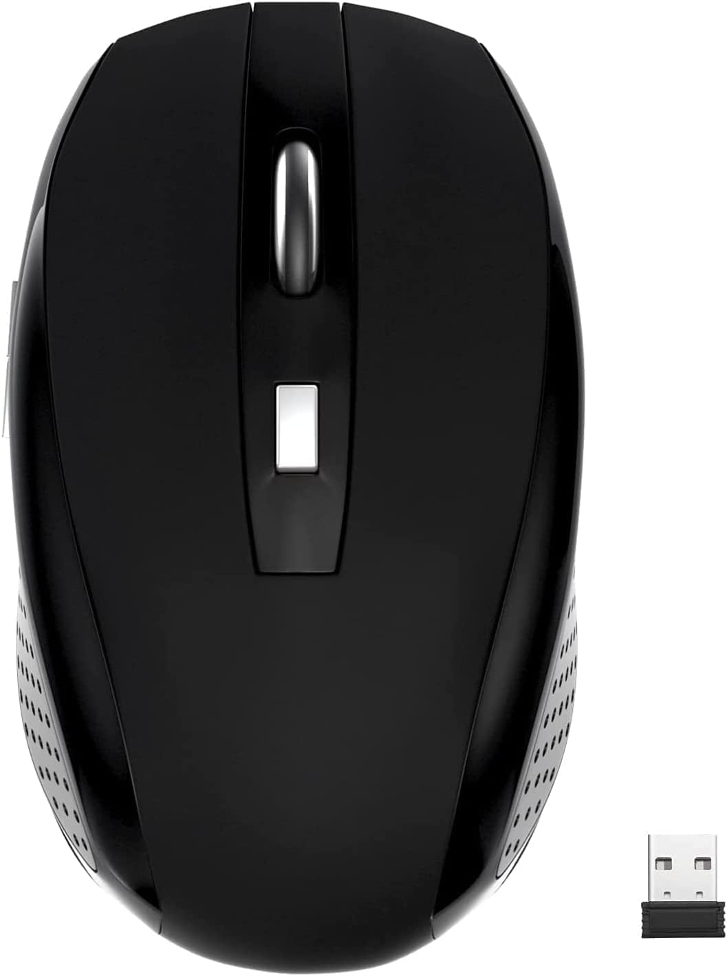 Wireless Mouse, 2.4Ghz Wireless Computer Mouse 1200,6 Buttons with Nano Receiver for Laptop,PC,Chromebook,Computer,Notebook,Office (Battery not Included, Black)