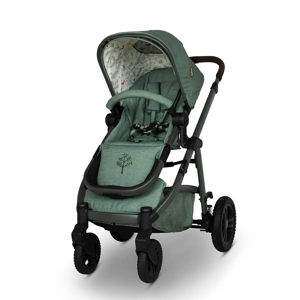Cosatto Wow 3 Travel System Bundle mit i-Size Babyschale (Meadow) | 3 in 1 Kinderwagen ab Geburt bis 25kg mit Babywanne, drehbarer ISOFIX Basis, Fußsack und Wickelrucksack