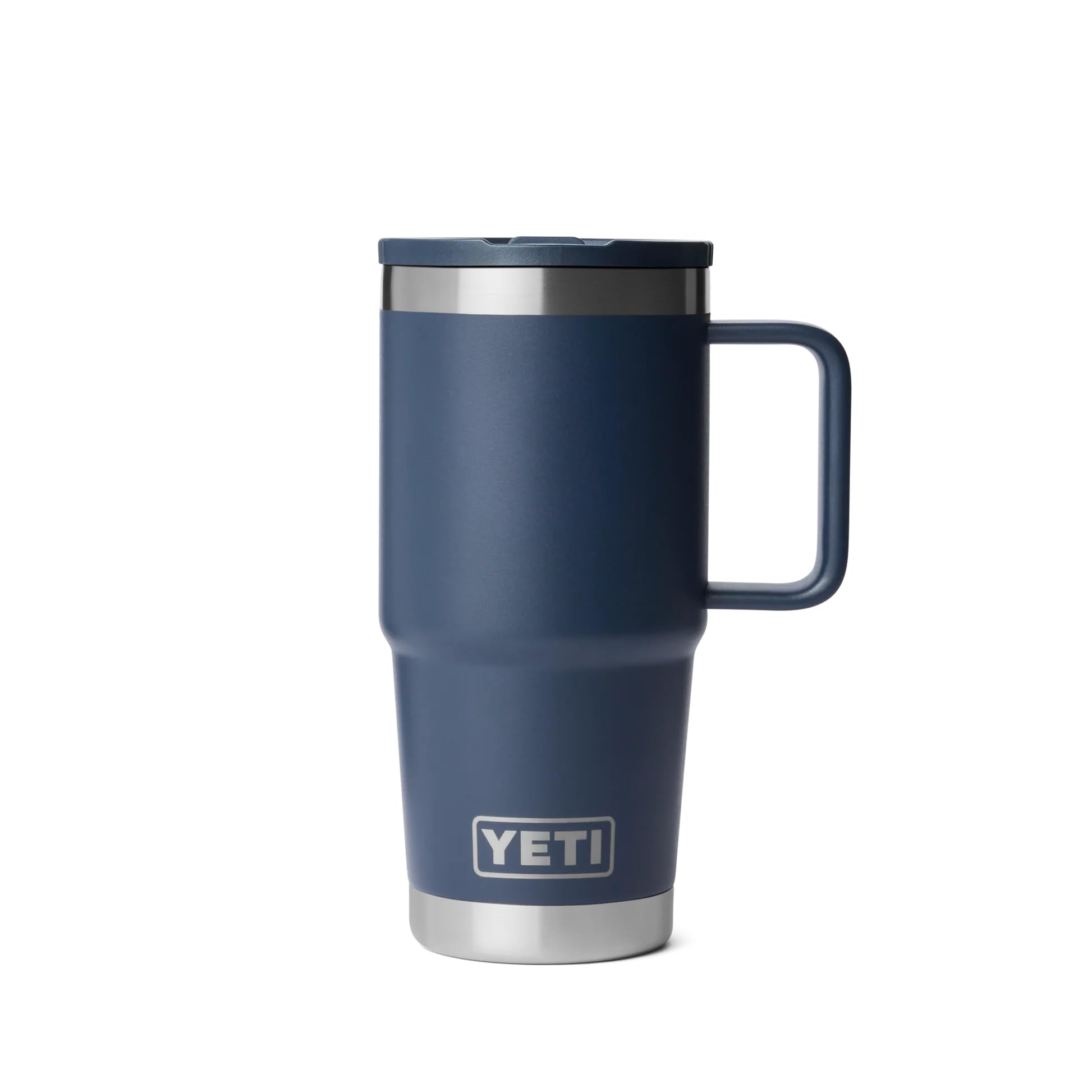 YETI Rambler - Taza de viaje con pajita, de acero inoxidable, aislada al vacío, con tapa de popote a juego, azul marino, 591 ml