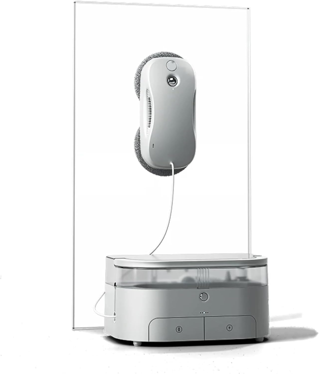 Potable Window Cleaning Robot S9 Pro,5300pa Frequency Conversion Power Suction AI Path Planning Frameless Window Inside/Outside Available,Silver