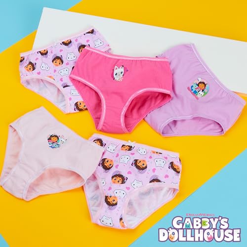 Gabby's Dollhouse Girls Knickers, Comfy Breathable 100% Cotton Underwear for Kids - Pack of 5 (Purple/Pink, 3-4 Years)2
