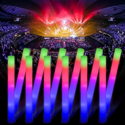 Blu7ive 30 Pieces Led Foam Sticks - Flashing Glow Sticks Party Supplies Light Up Baton Wands for Kids, Raves, Birthday, Wedding, Christmas, Halloween, Children Toy