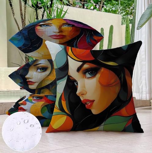 Coussin canapé 45x45 imperméable lin jaune motif lit chambre - 4