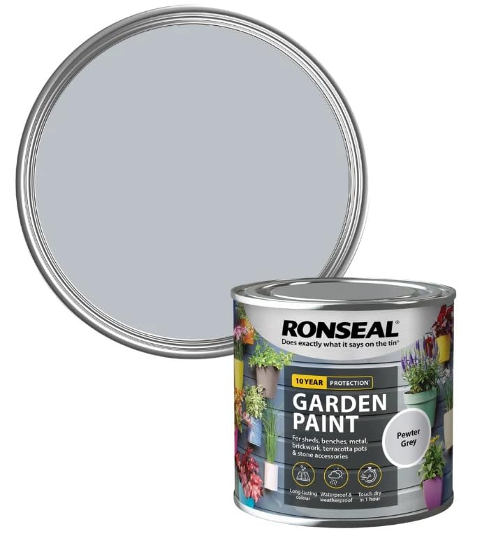 DUAYRA Garden Wood Paint 250ML | Outdoor Furniture Paints | Multi-Surface Waterproof Weather Resistant | Quick Drying Formula | For Benches, Terracotta Pots, Brickwork, Stones | (Pewter Grey) — image 1