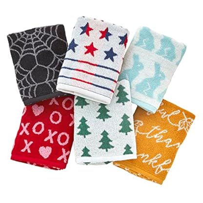 SKL Home Saisonales Jacquard-Handtuch-Geschenk-Set, 6 Stück, Mehrfarbig