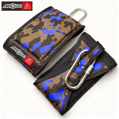 Image of APRODO Heavy Duty Pair For Pull Up Bar Hanging Leg Raiser Fitness With Big D-Ring Steel Quick Connectors, Superb Arm Padding For Abdominal Training Workout Equipment (BLUE CAMOUFLAGE)