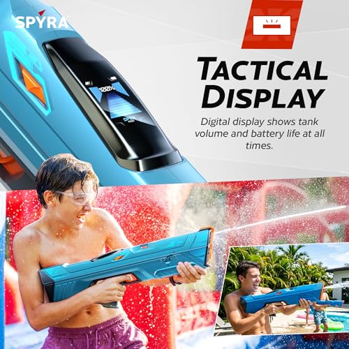 Image of SPYRA Electric Water Blaster, Outdoor Squirt Gun for Pool Games, Blue