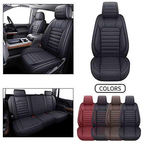 Yiertai For Chevy Chevrolet Silverado Gmc Sierra Car Seat Covers Fit 2007-2023 2024 1500/2500/3500Hd Truck Waterproof Leather Crew Double Extended Cab Cushion Covers(5 Pcs Full Set/Black) #TOP5